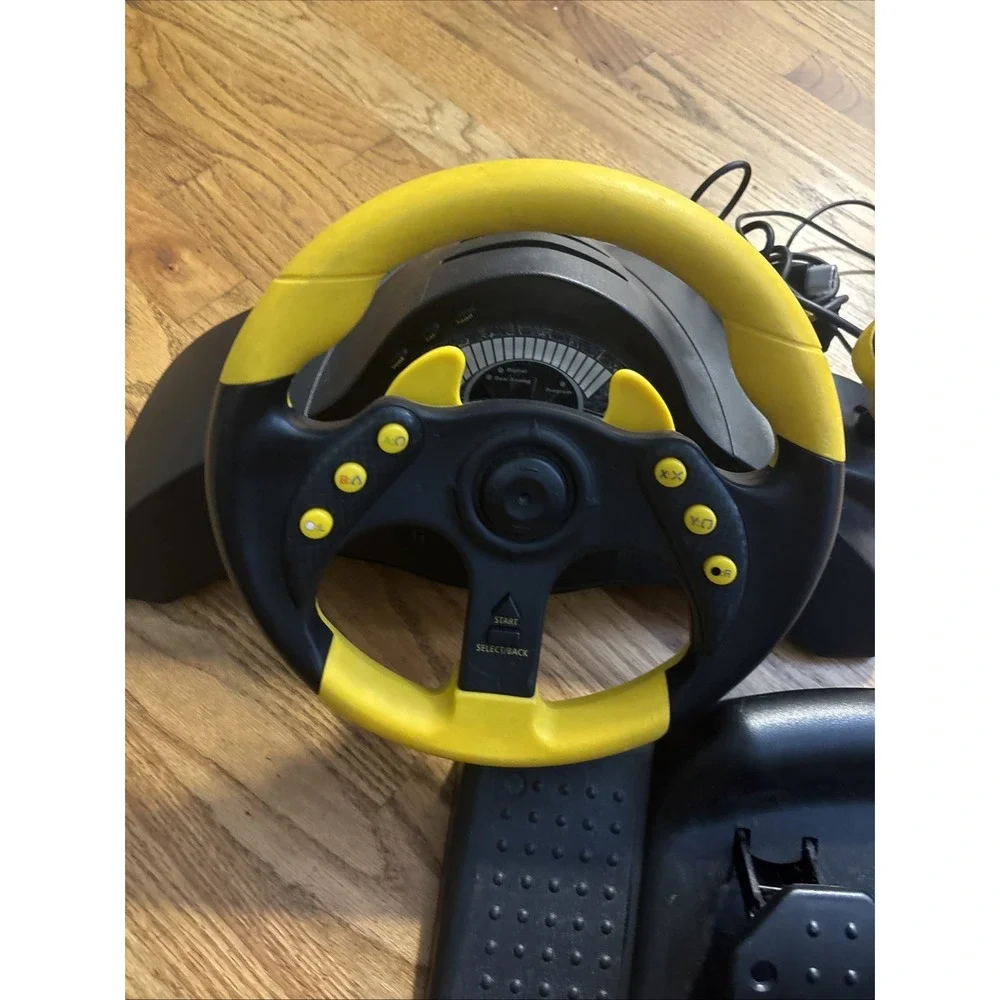 Mad Catz MC2 Racing Wheel and Pedals Xbox 6320 Yellow Black Wired Controller